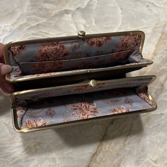 Hobo Lauren Leather & Calf Hair Clutch Wallet w/Dust Bag Brown Rare HTF - Picture 5 of 13